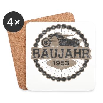 Baujahr biker geschenk born ride 1953 - Untersetzer (4er-Set) - Weiß - Vorne