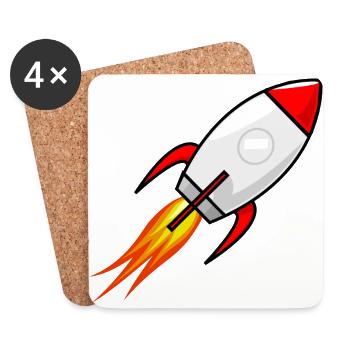 Rocket in red - Coasters (set of 4) - white - Front