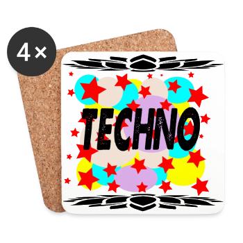 techno - Coasters (set of 4) - white - Front