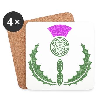 Celtic Knotwork Thistle - Coasters (set of 4) - white - Front