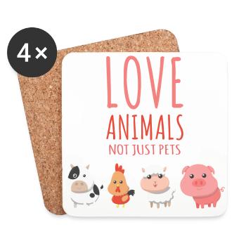 Liebe alle Tiere nicht nur Haustiere | Vegan - Untersetzer (4er-Set) - Weiß - Vorne