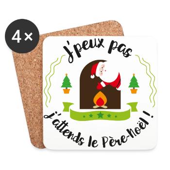 J'peux pas... j'attends le Père-Noël ! - Dessous de verre (lot de 4) - blanc - Devant