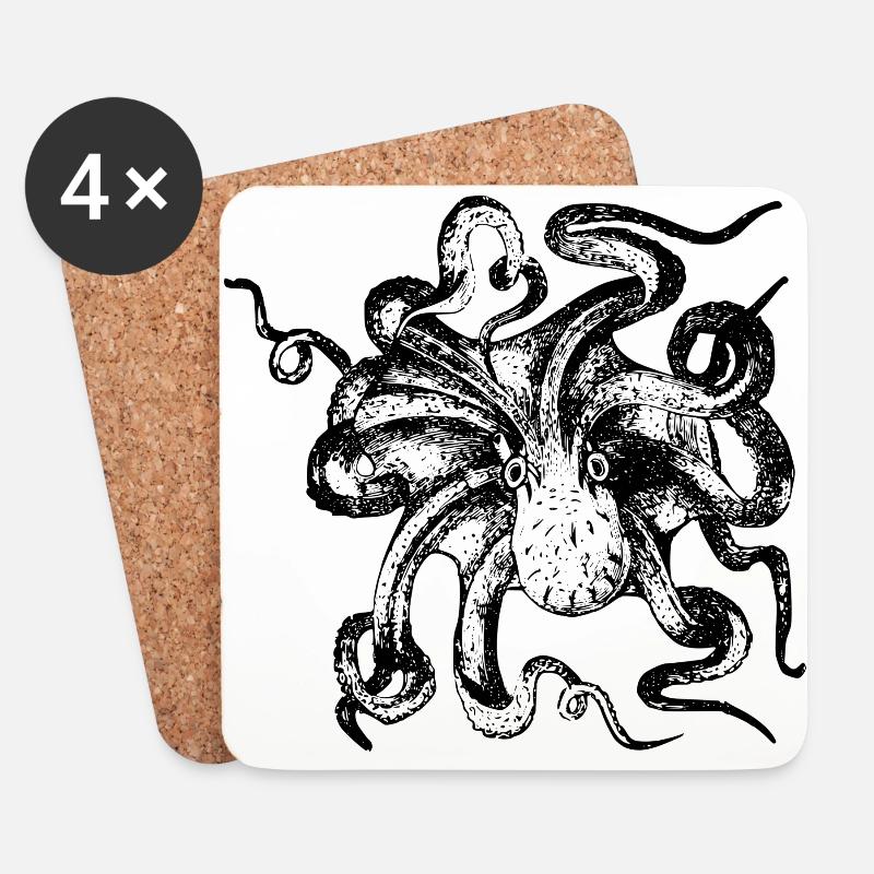 octopus - Coasters (set of 4) - white