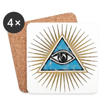 Yeux omniprésents, Triangle, Pyramide, Vintage, Dieu - Dessous de verre (lot de 4) - blanc - Devant