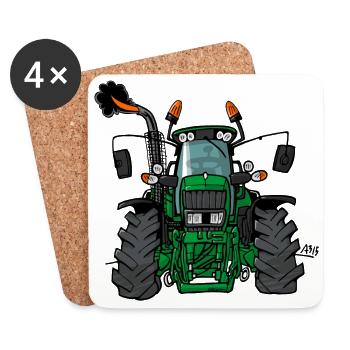 0175 Green tractor - Coasters (set of 4) - white - Front