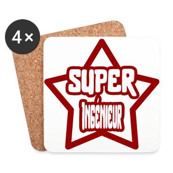 Super Ingénieur t-shirt métier cadeau - Dessous de verre (lot de 4) - blanc - Devant
