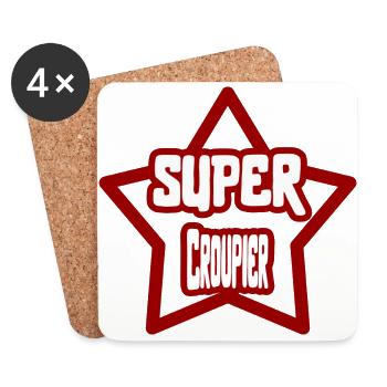 Super Croupier t-shirt métier cadeau - Dessous de verre (lot de 4) - blanc - Devant