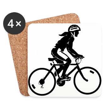 Cycling woman - Coasters (set of 4) - white - Front
