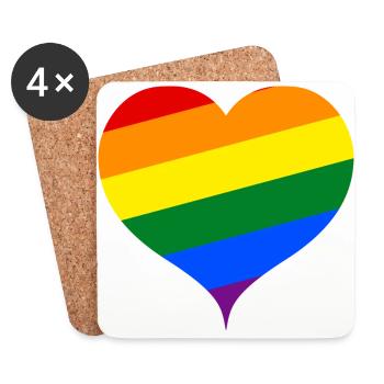 Les Rainbow hearts) - Dessous de verre (lot de 4) - blanc - Devant