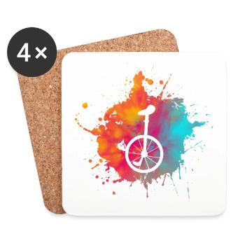 Color speckle unicycle riding gift cycling - Coasters (set of 4) - white - Front