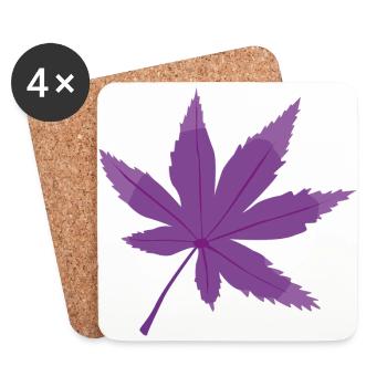 Lila Blatt - Herbstmotiv Geschenk - Untersetzer (4er-Set) - Weiß - Vorne