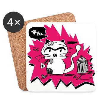 little bad cat - Coasters (set of 4) - white - Front