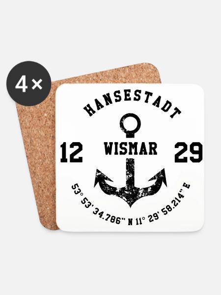 Hansestadt Wismar - Untersetzer (4er-Set) - Weiß