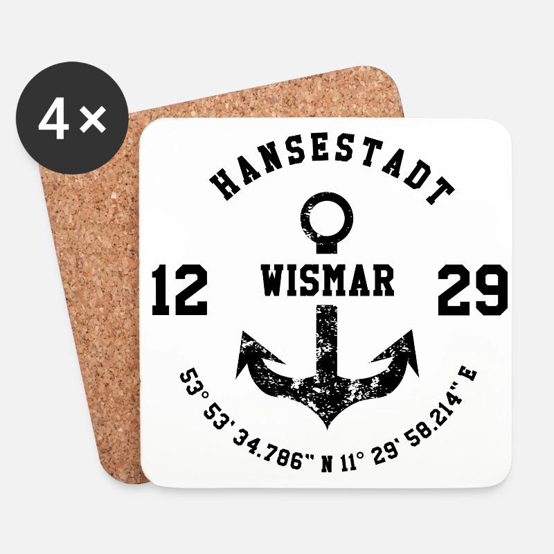 Hansestadt Wismar - Untersetzer (4er-Set) - Weiß