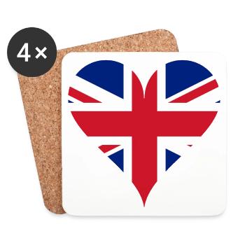 Heart English Flag UK Union Jack Fan Gift - Coasters (set of 4) - white - Front