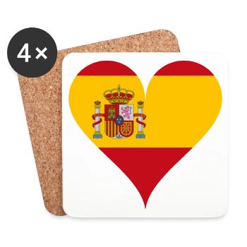 Herz Spanische Flagge Spanien Fan - Untersetzer (4er-Set) - Weiß - Vorne
