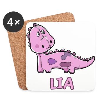 Dinosaurier lustig Kind Lia Geschenk Geburtstag Ko - Untersetzer (4er-Set) - Weiß - Vorne