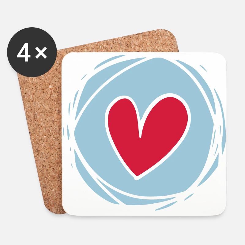 Herz Liebe Valentinstag Fasching Karneval Heirat - Untersetzer (4er-Set) - Weiß