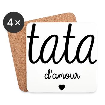 TATA D'AMOUR - Dessous de verre (lot de 4) - blanc - Devant