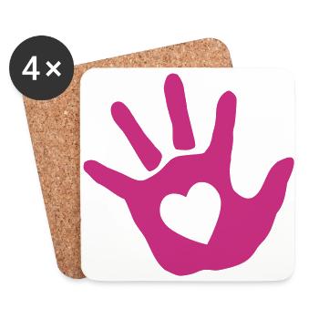 baby - hand - handprint - heart - Coasters (set of 4) - white - Front