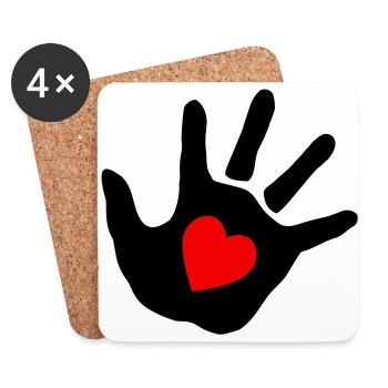Baby - Hand - Babyhand - Herz - Untersetzer (4er-Set) - Weiß - Vorne
