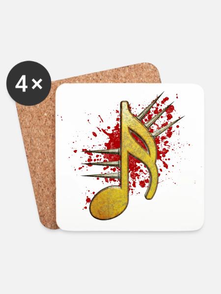 Musiknote mit Stacheln - Untersetzer (4er-Set) - Weiß