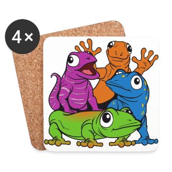lézards - Dessous de verre (lot de 4) - blanc - Devant