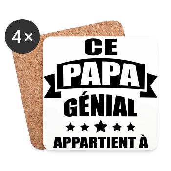 ce papa génial appartient à (prénom) - Dessous de verre (lot de 4) - blanc - Devant