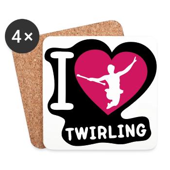 i love sports heart twirling baton6 - Coasters (set of 4) - white - Front