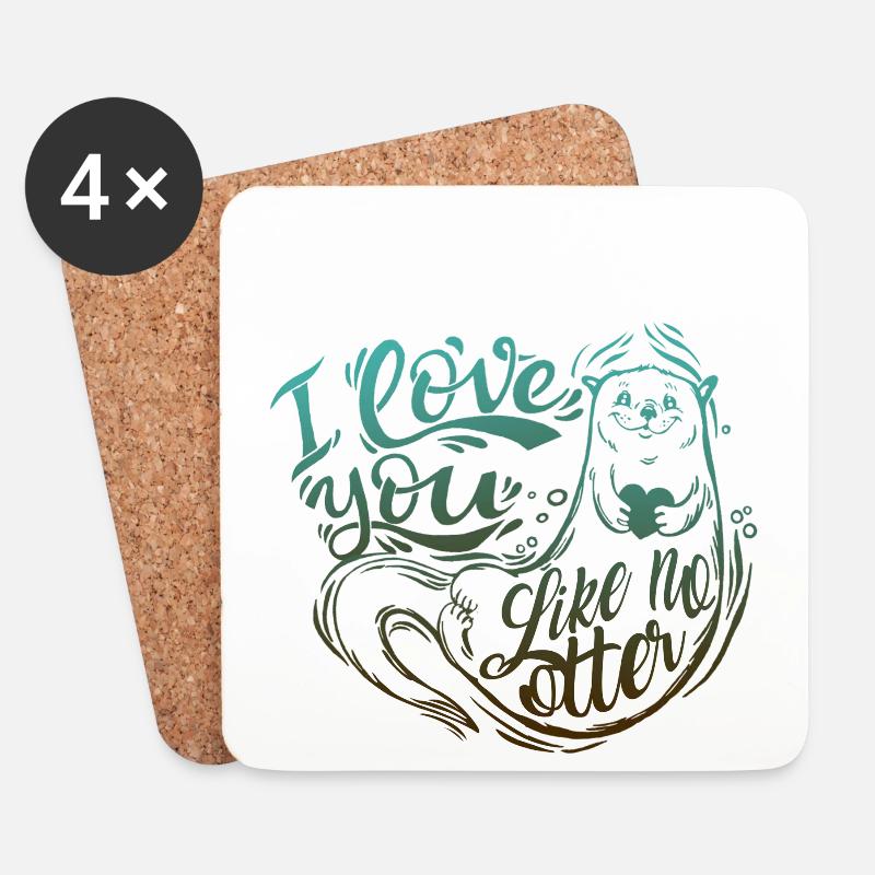 OTTER o love you like no otter - Untersetzer (4er-Set) - Weiß