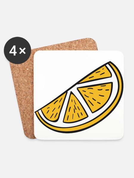 orange slice - Coasters (set of 4) - white