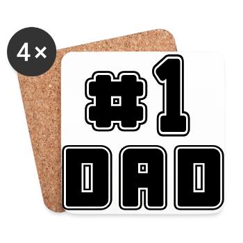 No 1 Dad - Untersetzer (4er-Set) - Weiß - Vorne