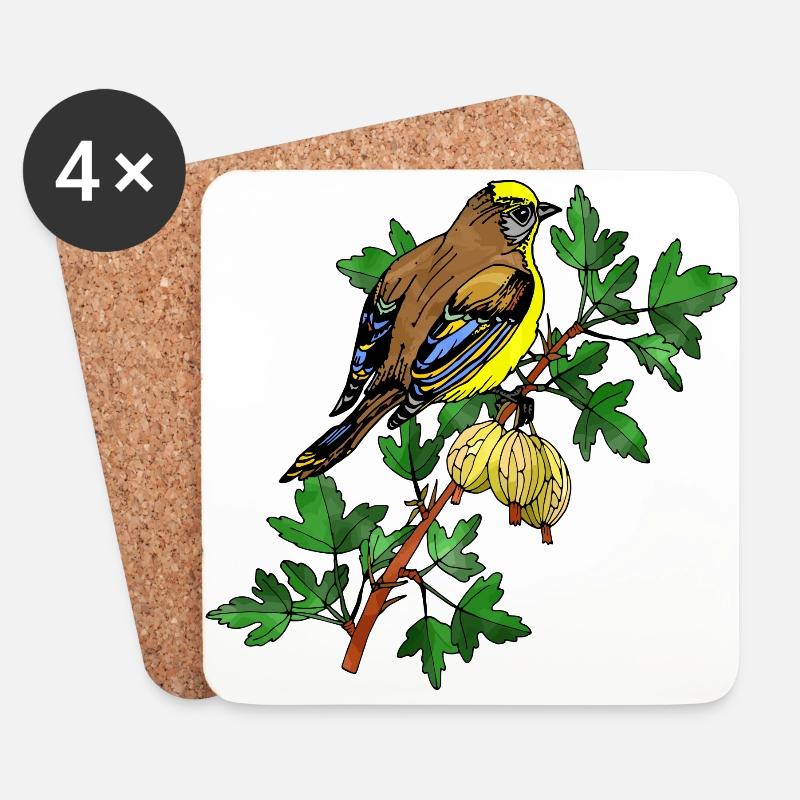 Vogel - Untersetzer (4er-Set) - Weiß