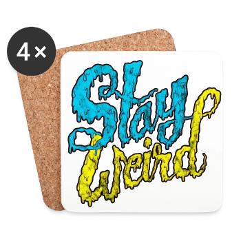 Restez bizarre - Typographie d'art de rue fou - Dessous de verre (lot de 4) - blanc - Devant