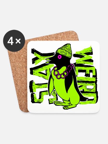 Stay Weird Gangster Pinguin - Untersetzer (4er-Set) - Weiß