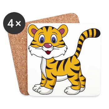 Baby Tiger - Untersetzer (4er-Set) - Weiß - Vorne