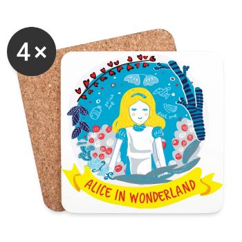 ALICE AU PAYS DES MERVEILLES - Dessous de verre (lot de 4) - blanc - Devant