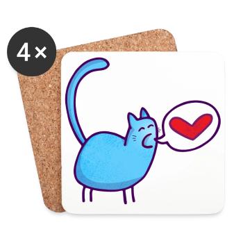 les chats aiment - Dessous de verre (lot de 4) - blanc - Devant