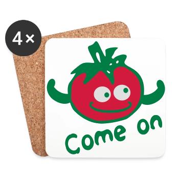 venir sur txt et tomate rouge - Dessous de verre (lot de 4) - blanc - Devant