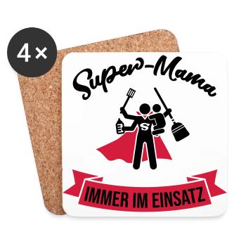 Super Mom Always in use gift for moms - Coasters (set of 4) - white - Front
