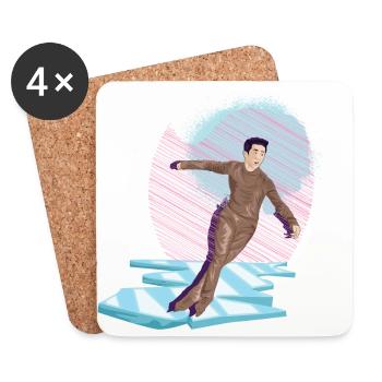 Patin à glace Patinage sur glace Patinage sur glace - Dessous de verre (lot de 4) - blanc - Devant