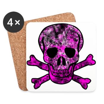 Skull skull and crossbones - Coasters (set of 4) - white - Front