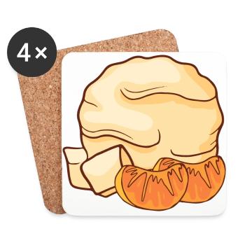Mandarinen Eis Speiseeis Eiskrem Eiscreme Kugeleis - Untersetzer (4er-Set) - Weiß - Vorne
