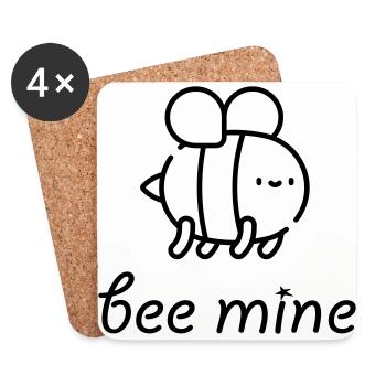 bee mine honeybee Biene Spruch Witzig Geschenk - Untersetzer (4er-Set) - Weiß - Vorne