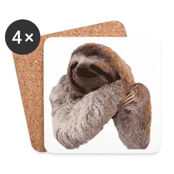 Faultier / Sloth - Untersetzer (4er-Set) - Weiß - Vorne