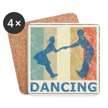 Rétro style vintage danse danse couple musique - Dessous de verre (lot de 4) - blanc - Devant