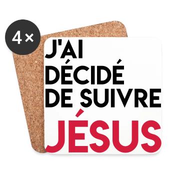 J'ai décidé de suivre Jésus - Dessous de verre (lot de 4) - blanc - Devant