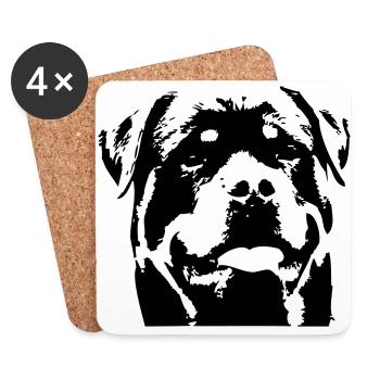 Rottweiler - Dessous de verre (lot de 4) - blanc - Devant