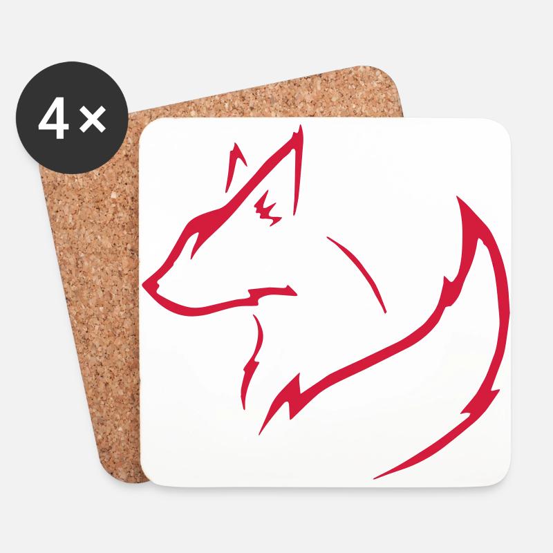 Minimalistischer Fuchs Tier Illustration - Untersetzer (4er-Set) - Weiß