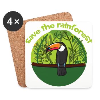 L'oiseau toucan comme symbole pour sauver la forêt tropicale - Dessous de verre (lot de 4) - blanc - Devant